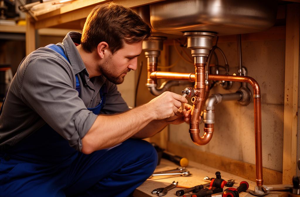 Professional plumber repairing copper pipes — plumber SEO services that win leads
